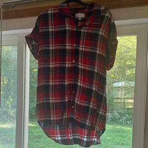 Nordstrom Red and Navy Plaid Shirt